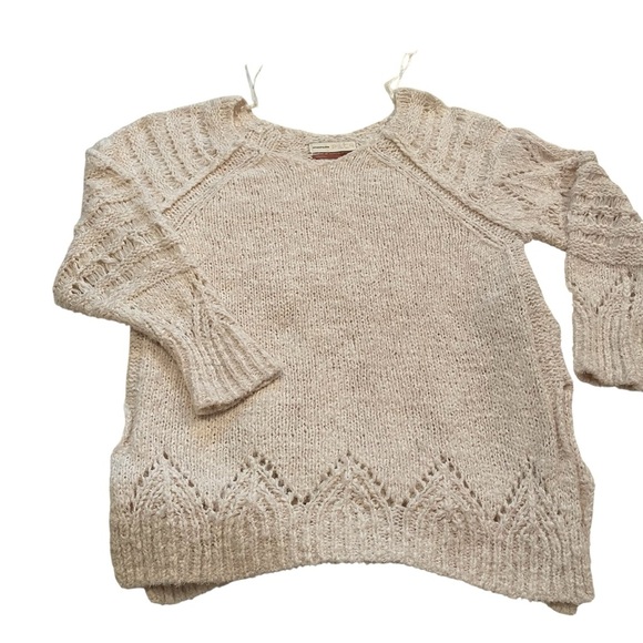 Anthropologie Pilcro Luna Pointelle Cream Sweater-Over sized XS - Picture 2 of 12